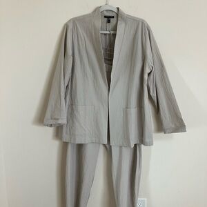 Eileen Fisher Light Tan Blazer and Pants Set